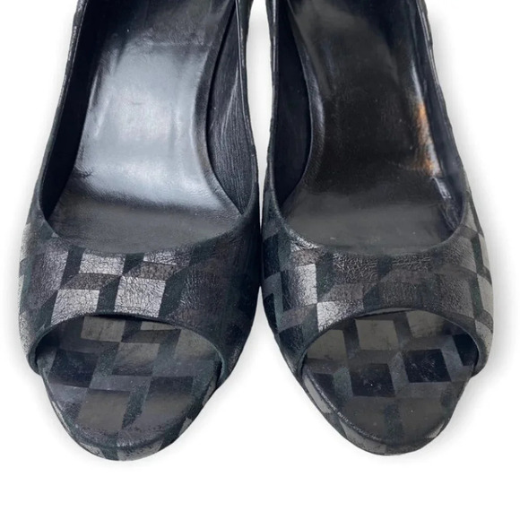 Pierre Hardy  Black Suede & Silver Metallic Peep Toe Heels - Picture 8 of 11